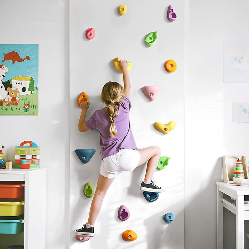 TOPNEW 20PC Kids Climbing Holds, Climbing Rocks for Play Set, Swingset - Adult Rock Wall Holds with Mounting Hardware for Indoor Outdoor Climbing Wall, Pastel Color - Image 5